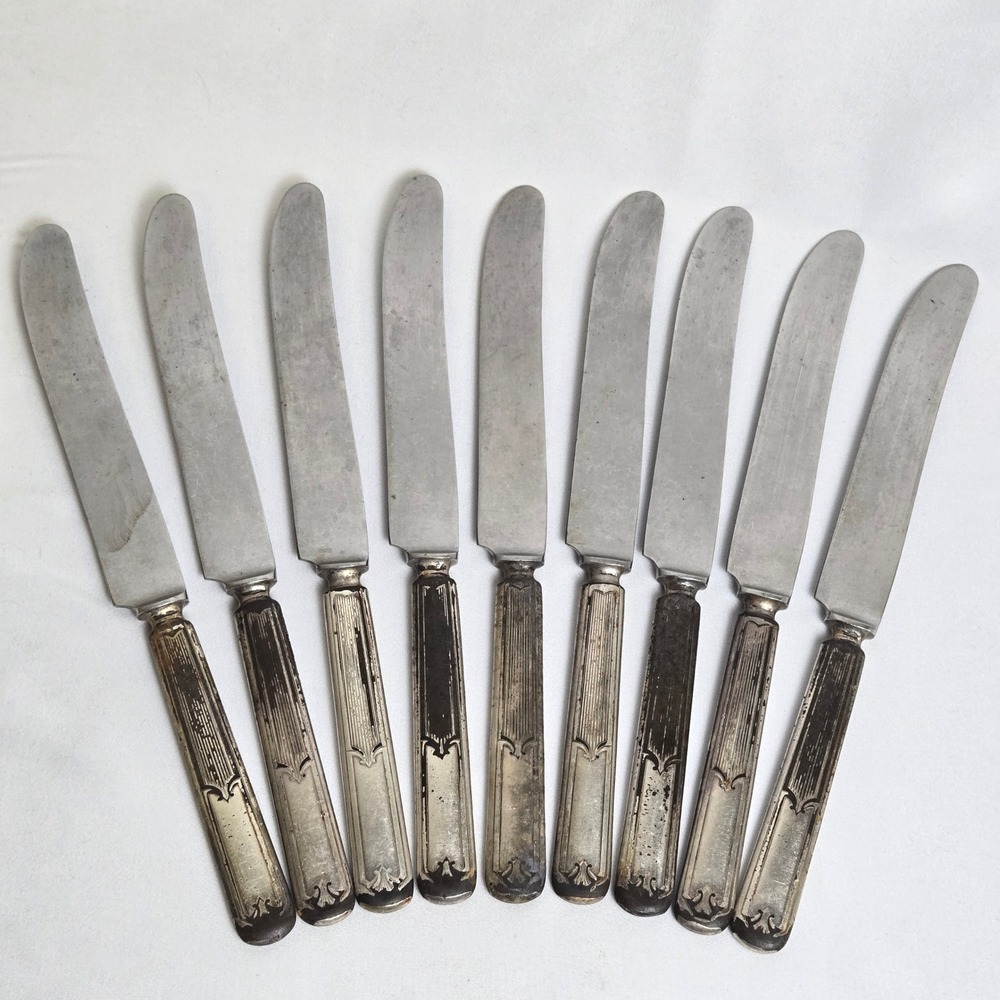 WM Rogers MFG Co Stainless Butter Knives, Set of 9, Vintage 9.5"